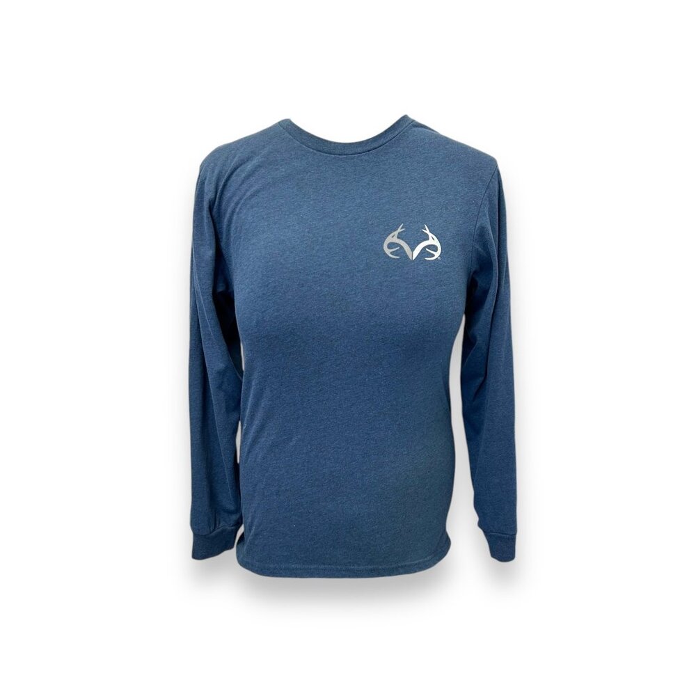 Realtree Men’s Long Sleeve Graphic Tee Shirt Small Blue Cotton/Polyester